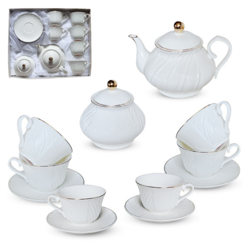 Сервіз чайний Лія 14 предметів (ч.240мл/блюдце d14см*6шт + чайник 1100мл + цукорниця 360мл) 18043-00 S&T Житомир - изображение 3