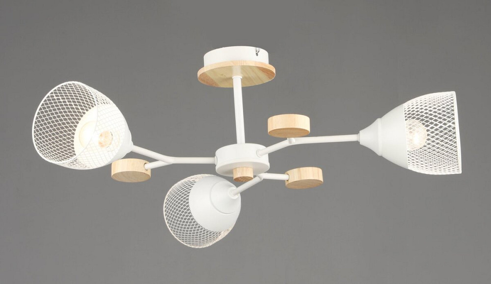 VALESO Люстра стельова на 3 плафони VALESO N6779/3 E27 Білий + Дерево N6779/3 Коломыя - изображение 1