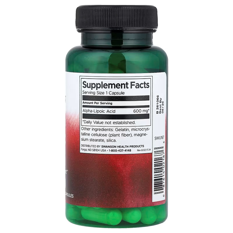 Альфа-липоевая кислота Swanson Alpha Lipoic Acid 600 mg 60 Caps Луцк - изображение 2