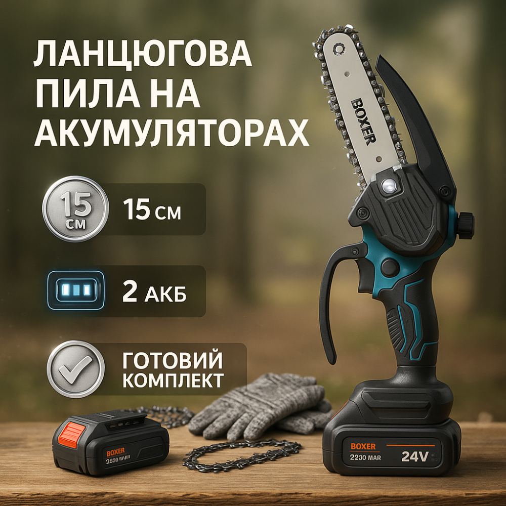 Акумуляторна пила в коробці, Акумуляторна мініпила, Ручна садова електропила, Акб пила ланцюгова ZE-24 Львів - фото 8