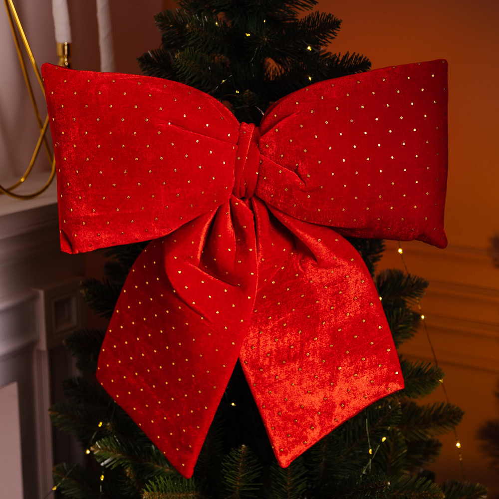Yiwu Оксамитовий бант для декору зі стразами на ялинку 55×70 (см) Червоний CR-2-5 Коломыя - изображение 1