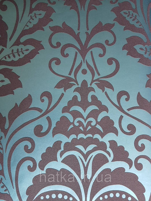 Вінілові шпалери на флізелін AS creation Attractive вензель великий структурний чорний на бірюзовому Київ - фото 1