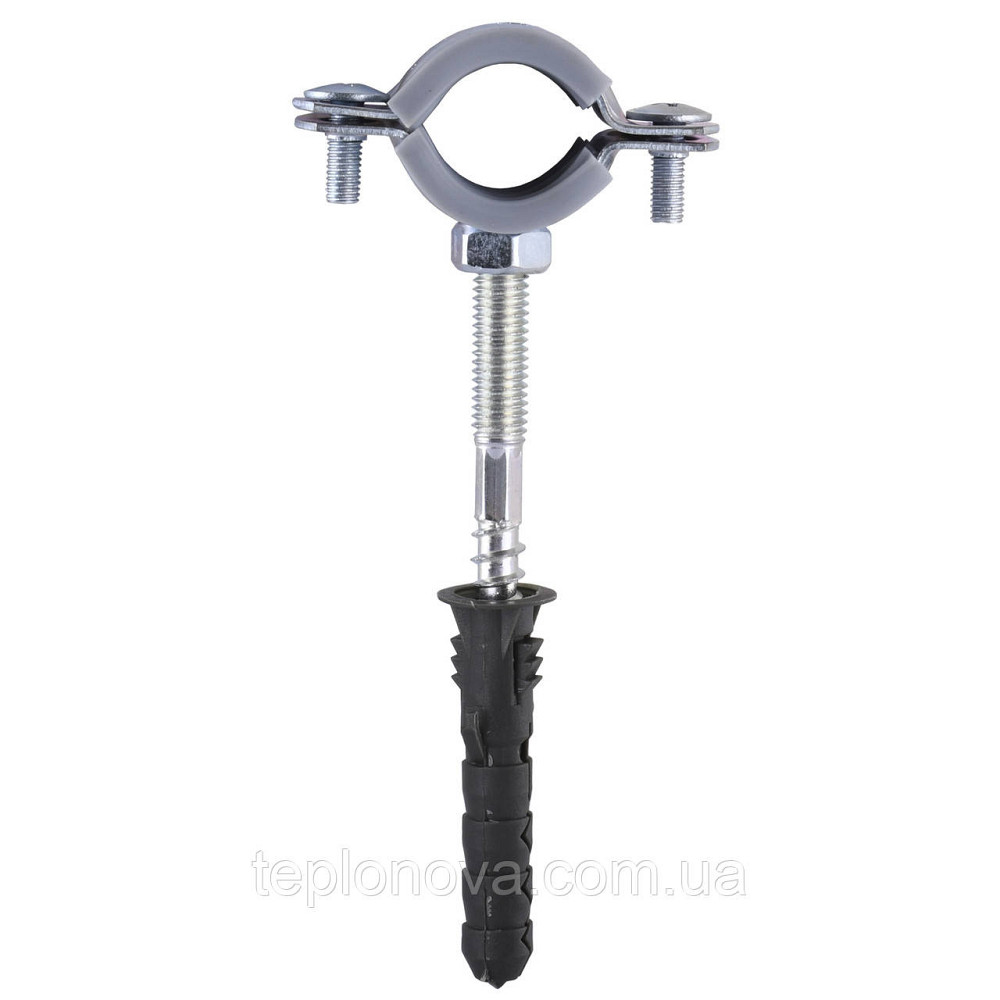 Хомут у зборі CR 1/2" (20-23 мм) з гвинтом-шурупом 8*80 і дюбелем у уп., сірий Чернівці - фото 1