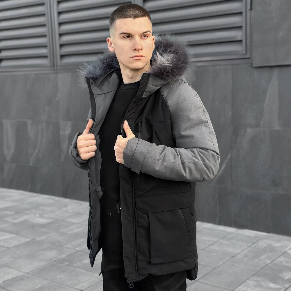 Парка чоловіча зимова з капюшоном Pobedov Seniora Udacha Gray Київ - фото 6