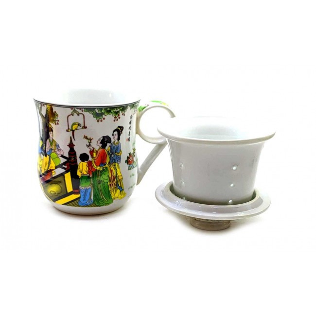 Чашка керамічна з ситом Дівчата з папугою Київ - фото 2