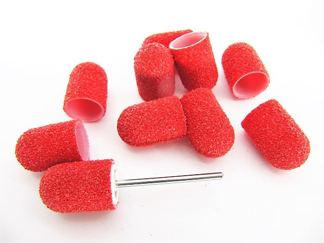 Набор Колпачки педикюрные на пластиковой основе 60 гритт красные 10 шт плюс основа под колпачок. Киев - изображение 2