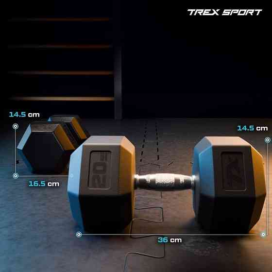 Гантеля шестигранна прогумована TX-200RD Trex Sport 20кг Киев