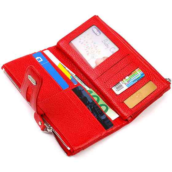 Яскравий жіночий гаманець із зручним функціоналом Червоний (CANPELLINI) Київ