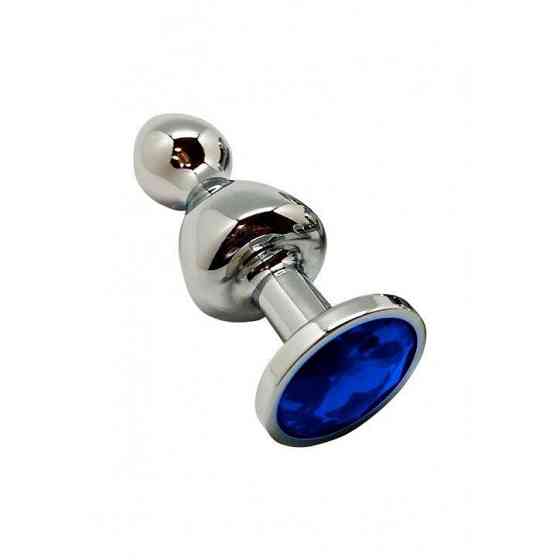Металлическая анальная пробка Wooomy Lollypop Double Ball Metal Plug Blue M диаметр 3,1, длина 9,4 с Sex Aura Киев