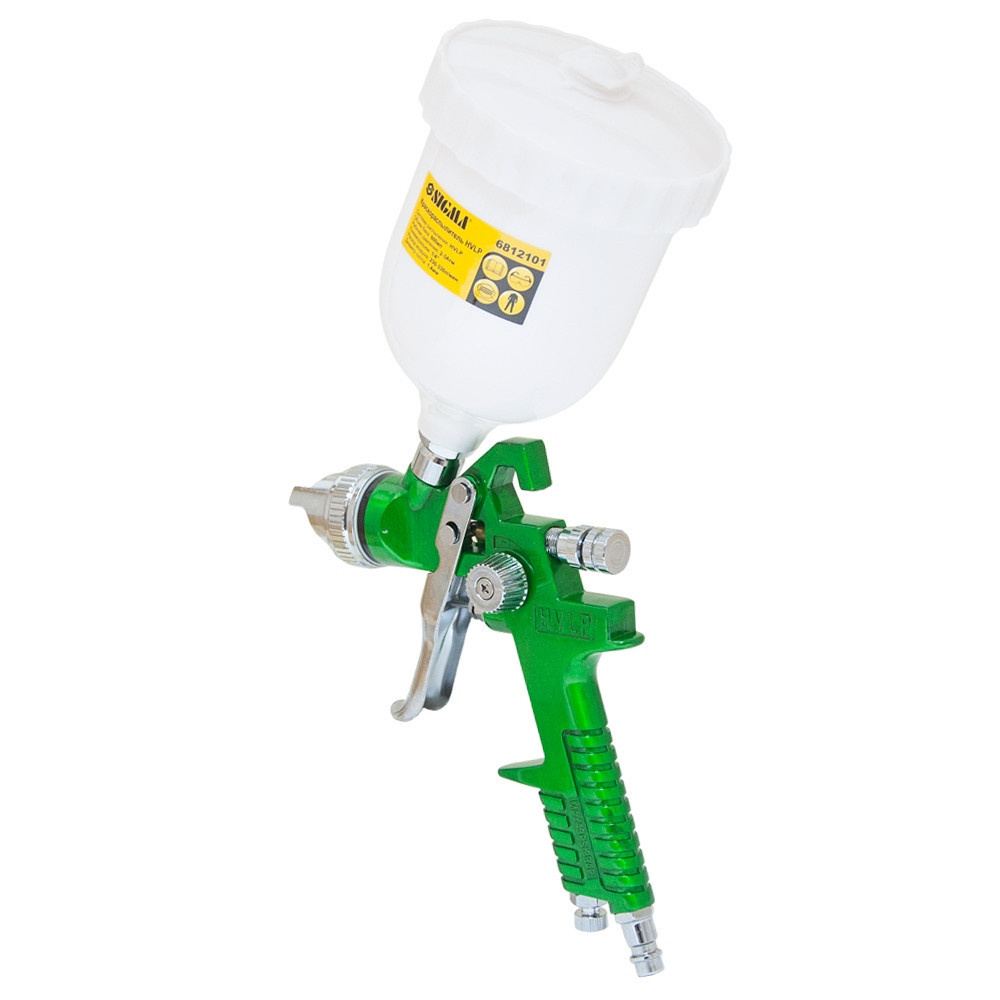 Краскораспылитель HVLP Ø1.3мм 140-280л/мин 3бар в/б 600мл (пласт) зеленый SIGMA (6812101) Киев - изображение 3