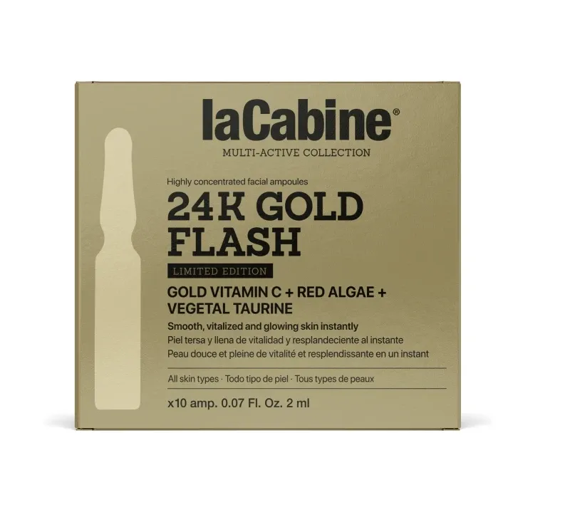 Висококонцентровані ампули з ефектом миттєвого сяяння шкіри обличчя 24K GOLD FLASH EFFECT AMPOULE LaCabine, 10*2 мл Дніпро - фото 1