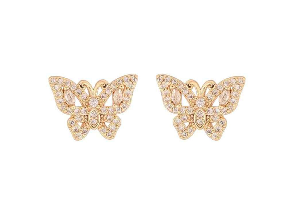 Серьги пусеты ML 18K «Бабочки с инкрустацией кристаллами» 295372 ТМ XUPING Киев - изображение 1