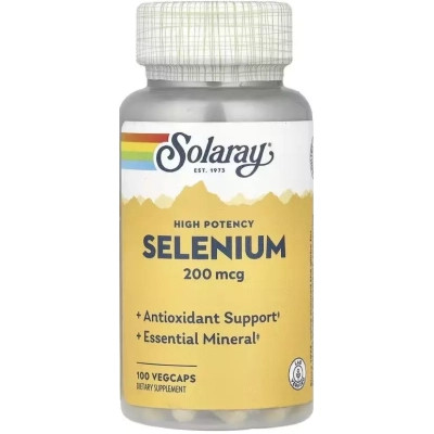 Минералы Solaray Селен высокоэффективный, 200 мкг, Selenium, High Potency, 100 вегета (SOR-04695) Винница - изображение 1