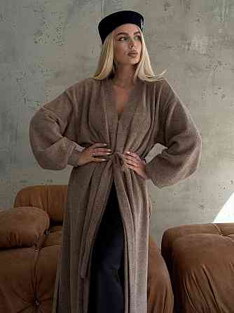 Жіночий затишний оверсайз кардиган із поясом альпака Моко Одеса