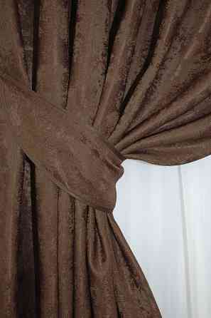 Комплект готовых штор VR-Textil Жаккард Sultan YL № 1202ш Шоколадный 150х270 см 2 шт (33-0034) Киев