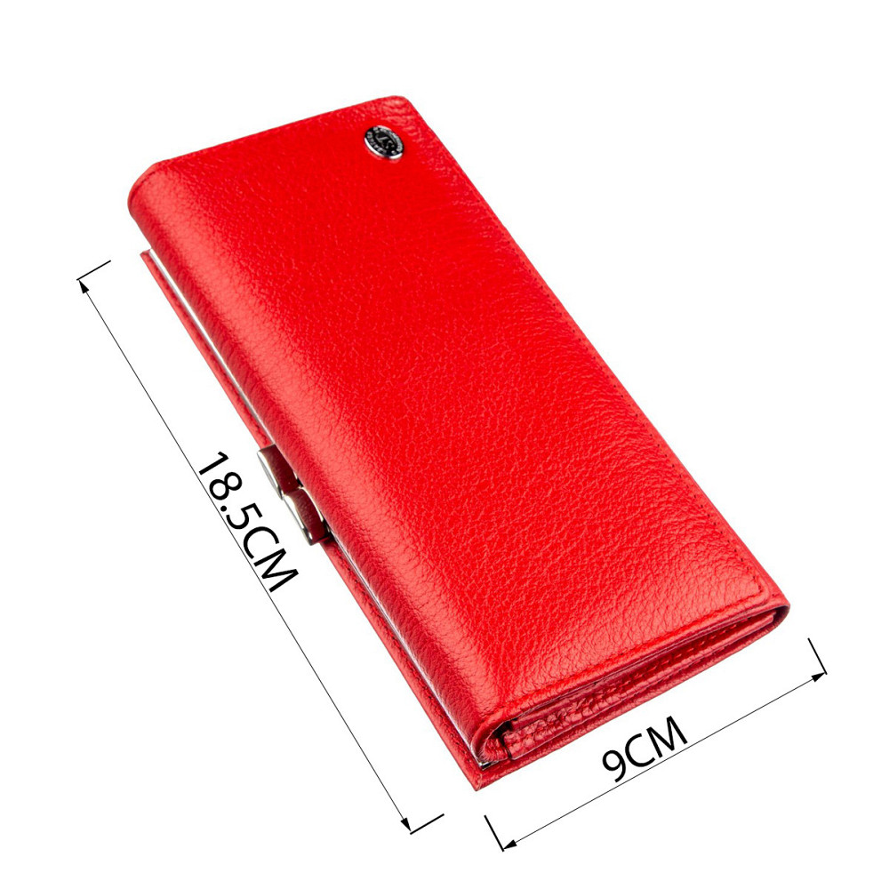 Жіночий шкіряний гаманець з монетницею на клямці, червоний (ST Leather) Київ - фото 17