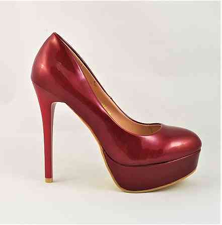 Жіночі Бордові Туфлі на Каблуку Шпильке Лакові Модельні (розміри: 36,37,38,39) — 152 Дніпро