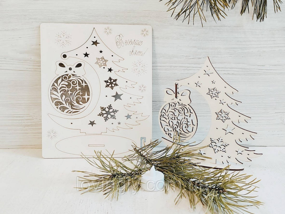 Новогодняя открытка 3D пазл Настольная елка. Ирпень - изображение 3