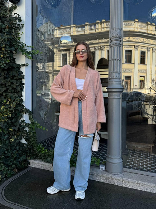 Жіночий теплий модний кардиган альпака Рожевий, 46/48 Одеса - фото 2