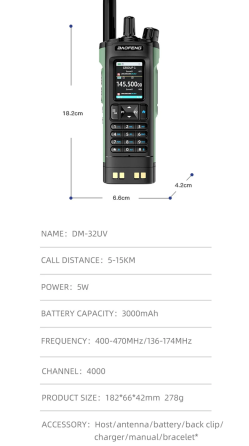 Рация Baofeng DM-32 10W DMR Walkie Talkie Черный Винница