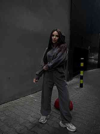 Женский удобный теплый костюм из флиса двусторонний Графит, 46/48 Одесса