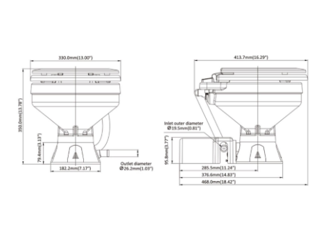 Туалет Электрический Судовой Для Яхт И Катеров Керамический Seaflo Sfmte1-01 Киев - изображение 5