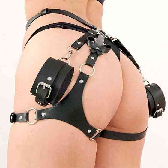 Гартеры с наручниками - Черный – Садо-мазо Винница