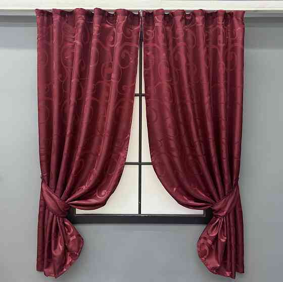 Комплект коротких штор VR-Textil Жаккард № 1533ш Бордовый 130х170 см 2 шт (35-0397) Киев