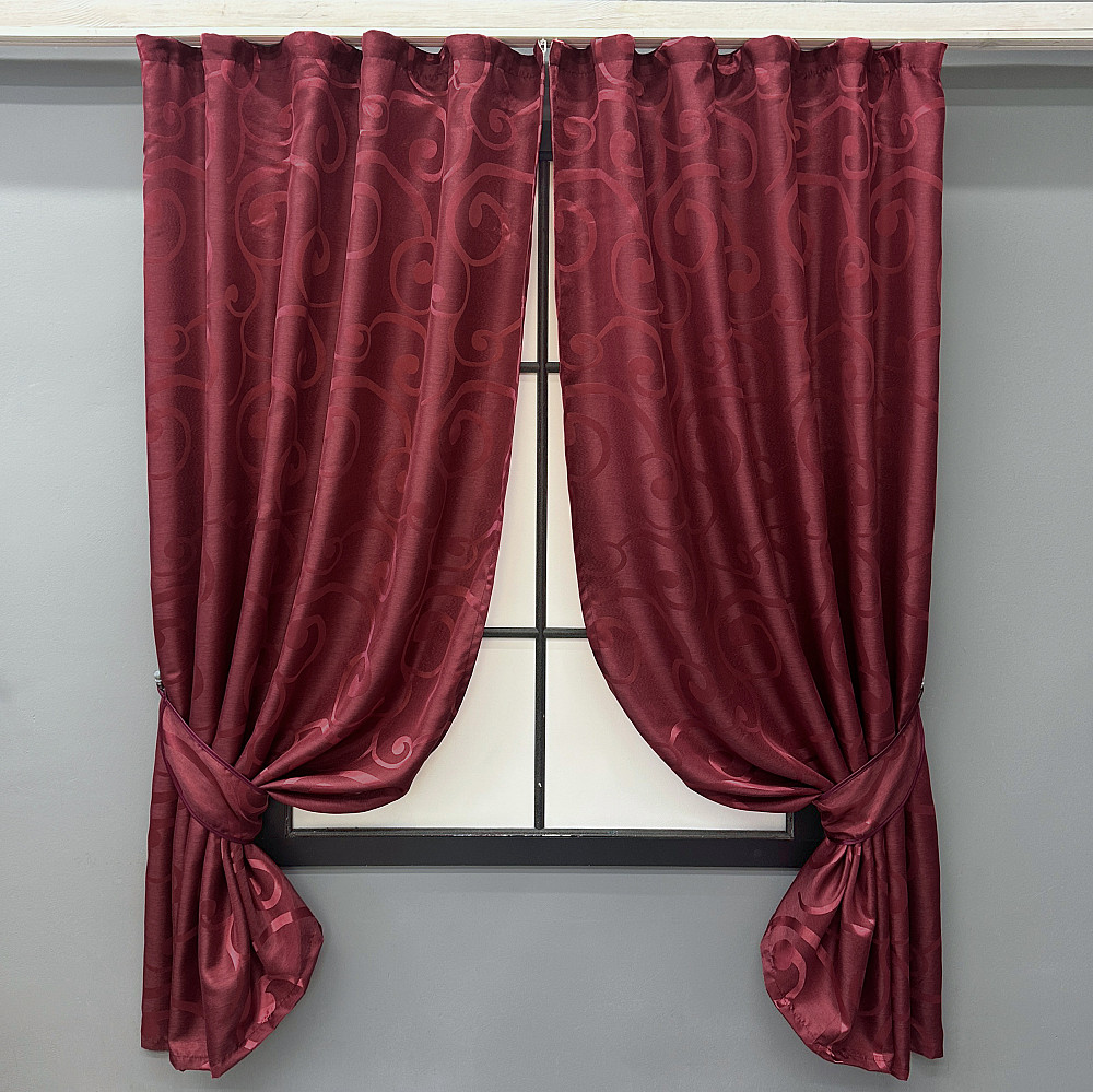 Комплект коротких штор VR-Textil Жакард № 1533ш Бордовий 130х170 см 2 шт (35-0397) Київ - фото 1