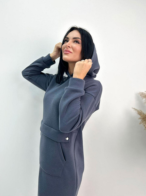 Теплое платье-худи на флисе Solo 50-52, Графит Киев - изображение 1