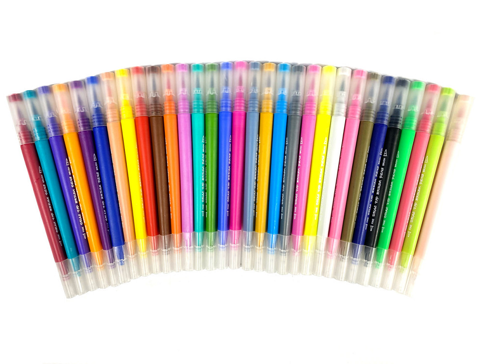 Набор маркеров с кистью Brush Markers Pens 31 цветов, двусторонние маркеры + Альбом для скетчинга в формате А5 Каменец-Подольский - изображение 2