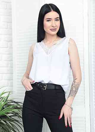 Літня блуза з глибоким декольте "Gloria" оптом | Норма і батал Білий, 42-44 Київ