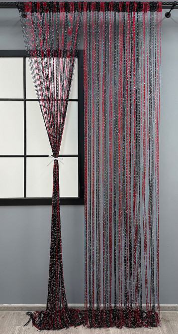 Штори-нитки "Кісея" з люрексом Бордовий з чорним 300х300см 1 шт (61-084) Київ - фото 2