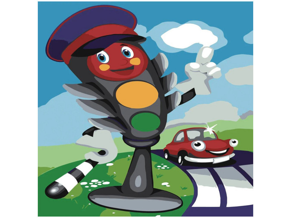 Набір для розпису по номерах  Веселий  світлофор Strateg з лаком розміром 30х30 см (ES035), шт Київ - фото 1