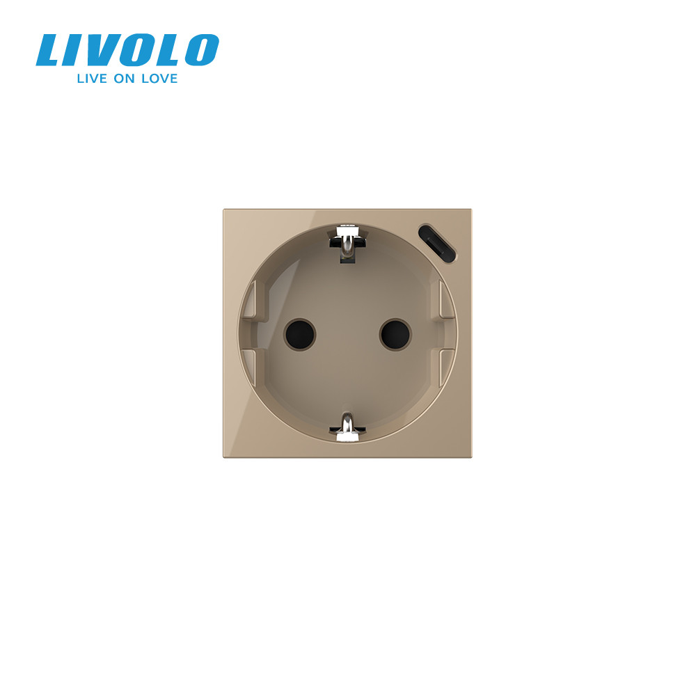 LIVOLO Електрична розетка LIVOLO з USB Type-C PD 18Вт, швидке заряджання iPhone, золота, 16А 23 Коломия - фото 7