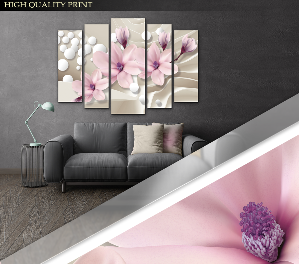 Модульна картина у вітальню / спальню Абстракція Квіти Магнолія Art-387_5 ( 80х118см ) Київ - фото 3