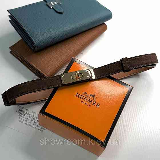 Коричневий замшевий жіночий брендовий ремінь (280-1) Київ