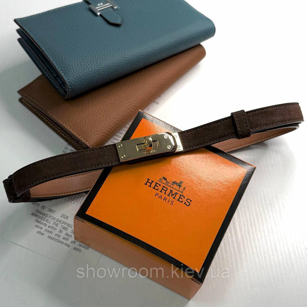 Коричневый замшевый женский брендовый ремень (280-1) Киев - изображение 2