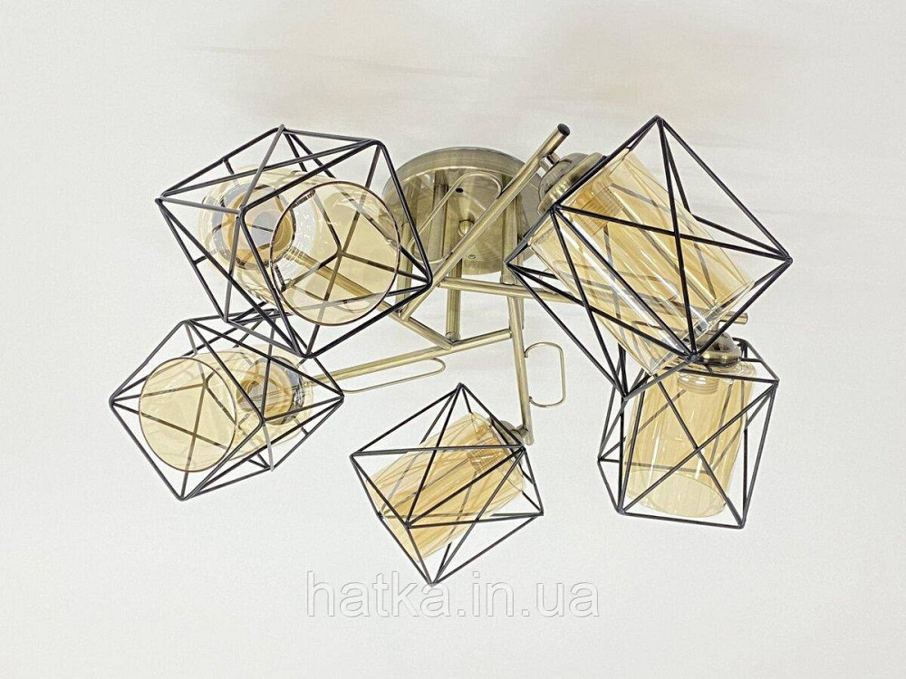 Люстра на п'ять плафонів 91207/5 бронза+чорний Київ - фото 1