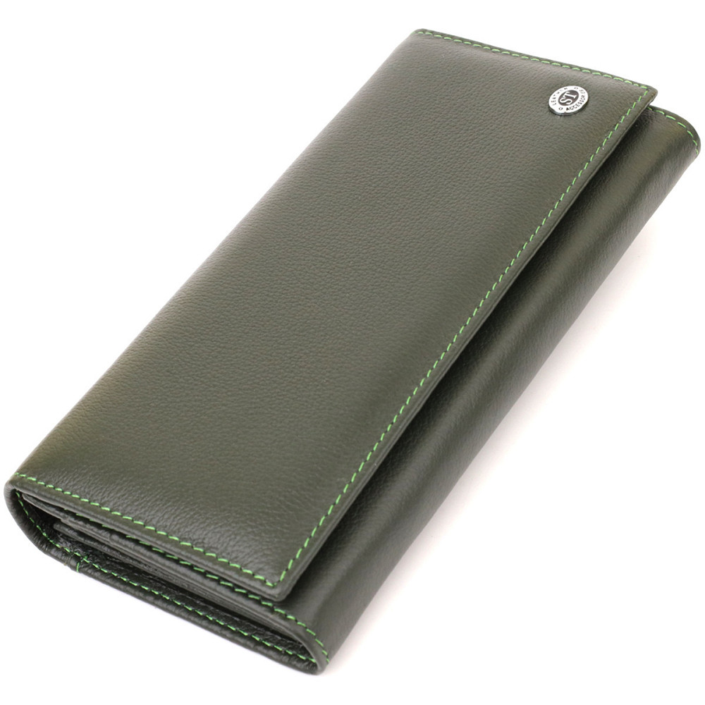 Класичний гаманець для жінок на магніті ST Leather 22744 Зелений Київ - фото 1