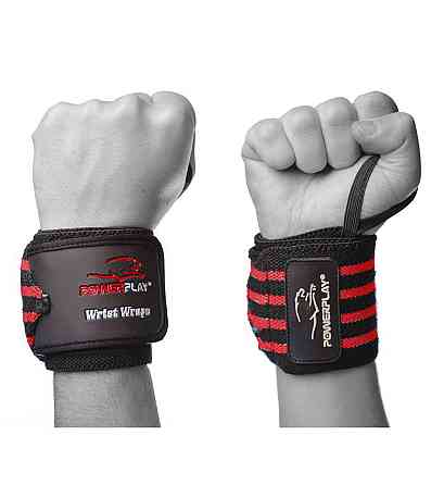 Кистьові бинти PowerPlay 3081 Gym WristT Wraps Чорно-Червоні Каменское