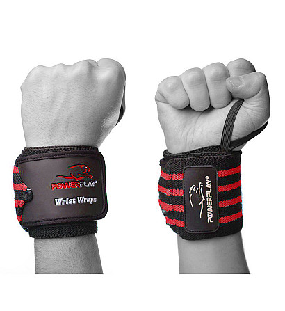 Кистьові бинти PowerPlay 3081 Gym WristT Wraps Чорно-Червоні Каменское - изображение 1