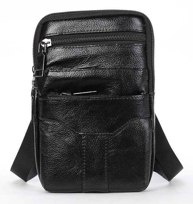 Небольшая кожаная поясная сумка Черный (Vintage) Киев - изображение 5