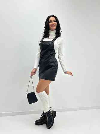 Сарафан з екошкіри "Jolly" оптом / Розпродаж моделі Чорний, 42-44 Київ