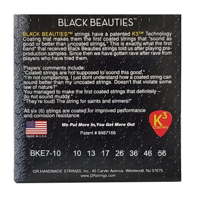 Струны для гитары DR Strings Black Beauties Electric - Medium 7-String (10-56) (BKE7-10) Винница - изображение 3