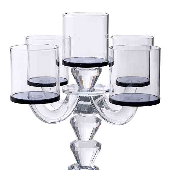 Yiwu Канделябр на 5 свічок 19×19×24 см підсвічник декоративний скляний на ніжці Чорний HP-4-23 Киев