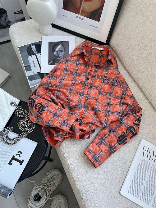 Жіноча стильна оверсайз сорочка у клітинку турецька фланель Одеса - фото 1