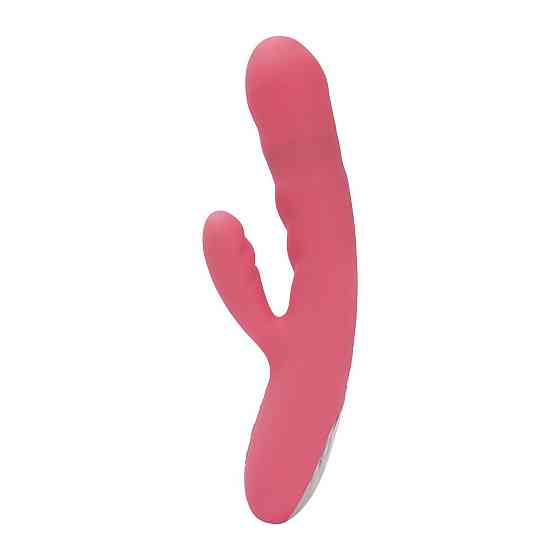 Вибратор-кролик Svakom Avery Strawberry Pink с двигающимся стволом, движение вперед-назад Sex Aura Киев