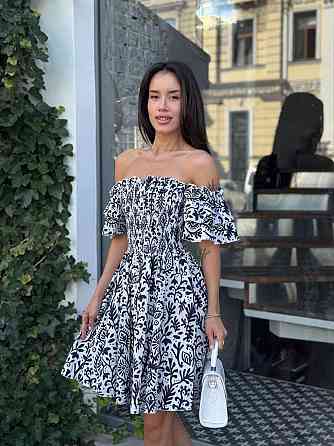 Женское легкое принтованное платье из турецкого батиста Темно-синий, 42/44 Одесса