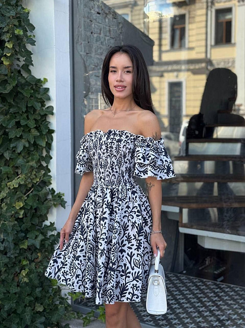 Жіноче легке принтоване плаття з турецького батисту Темно-синій, 42/44 Одеса - фото 1